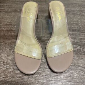 42 GOLD Clear Strap Nude Heels
